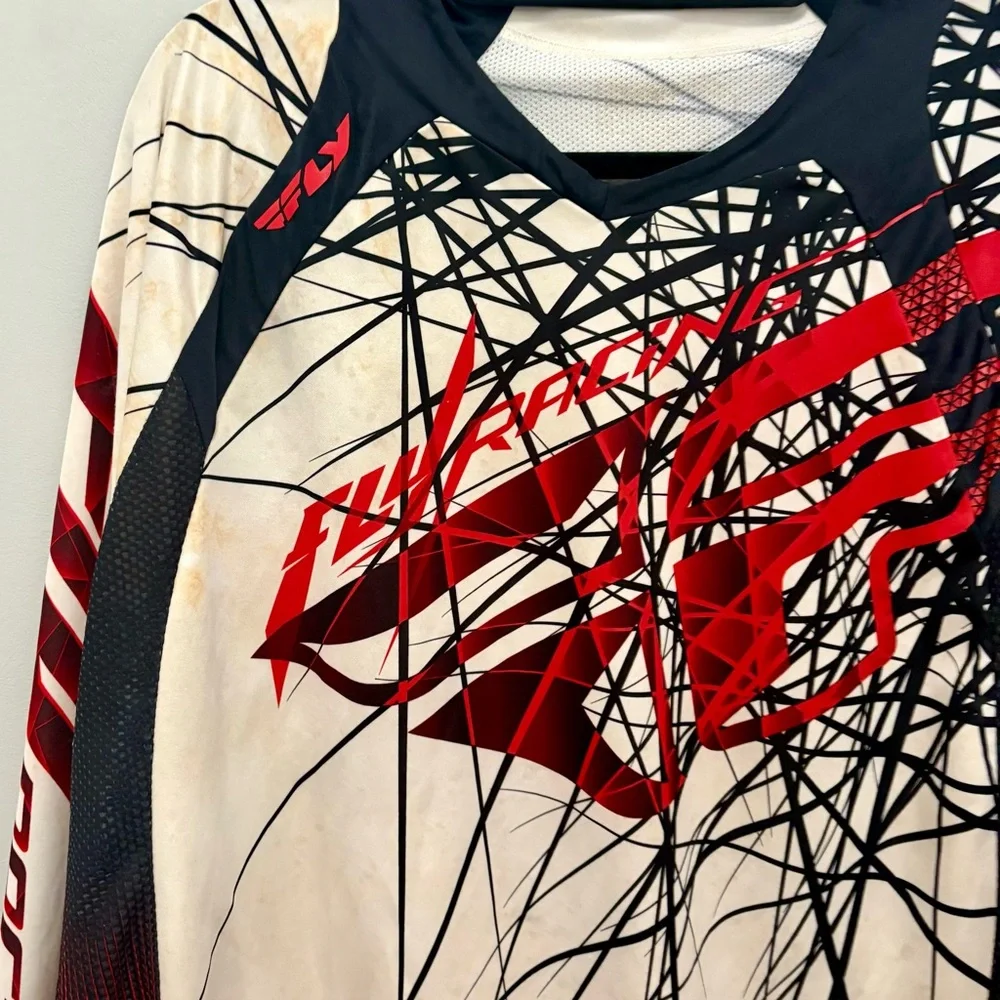 Fly Racing Red and White Men's Jersey - Picture 4 of 8